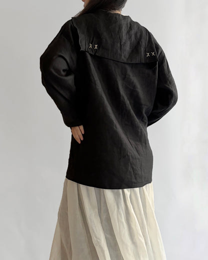 Vintage French Linen Sailor Collar Jacket