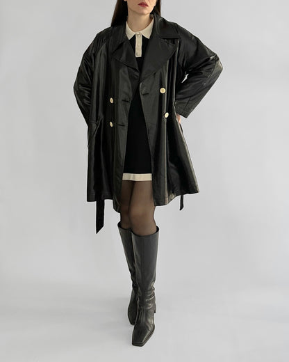 80s Italian Black Double-Breasted Trench Coat – By Paola Antonini