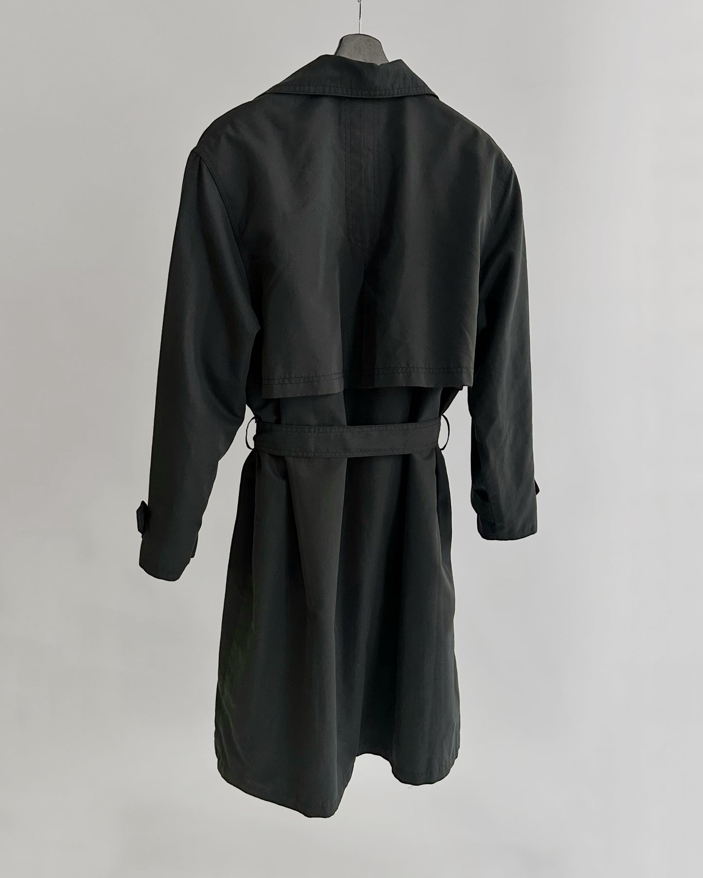 80s Grey Navy Belted Trench Coat