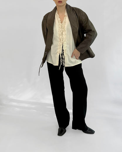 80s Distressed Brown Cowhide Leather Jacket