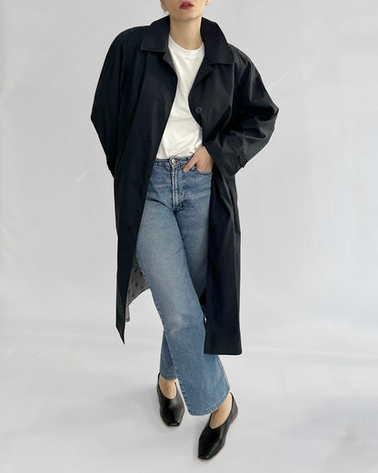 80s Dark Navy Trench Coat