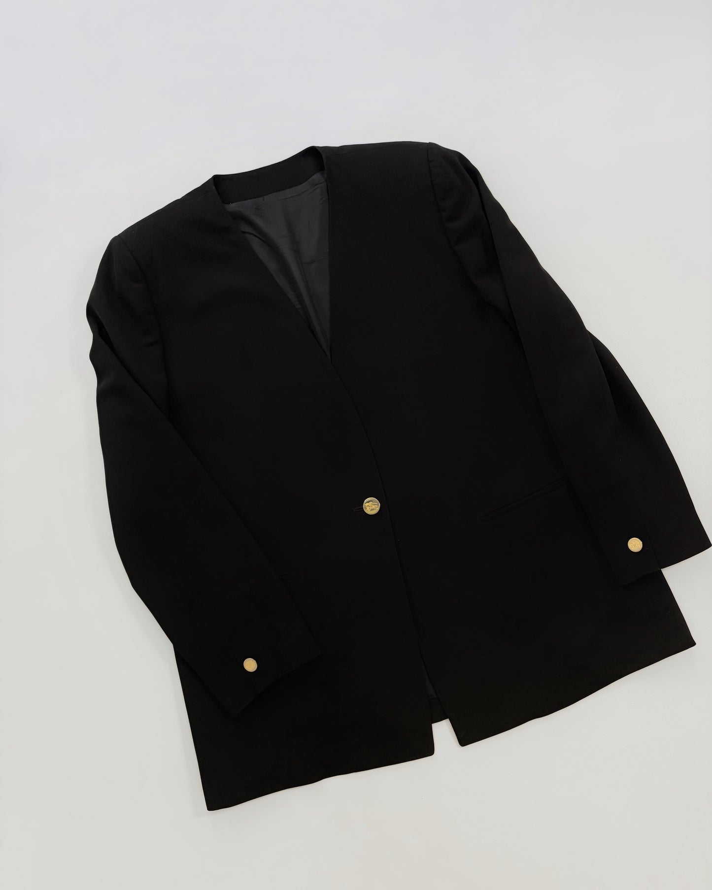 Vintage 1990s Burberry Black Minimal Blazer