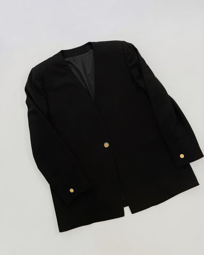 Vintage 1990s Burberry Black Minimal Blazer