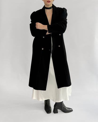 90s Black Coat with Jewel Buttons