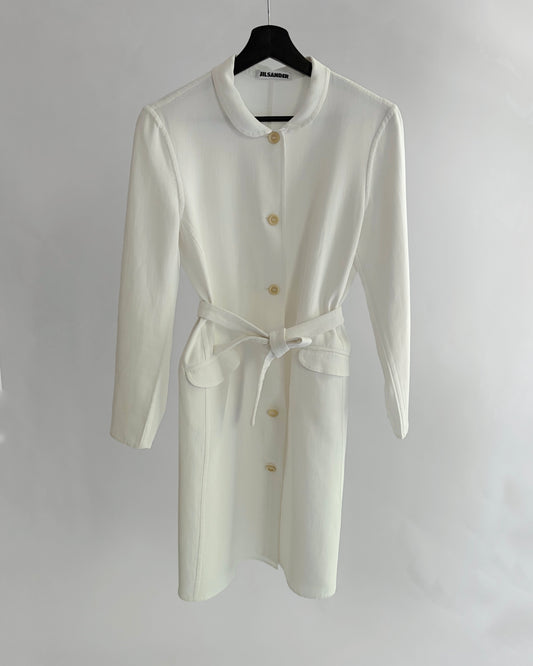 Jil Sander 2000s White Cotton Coat Dress