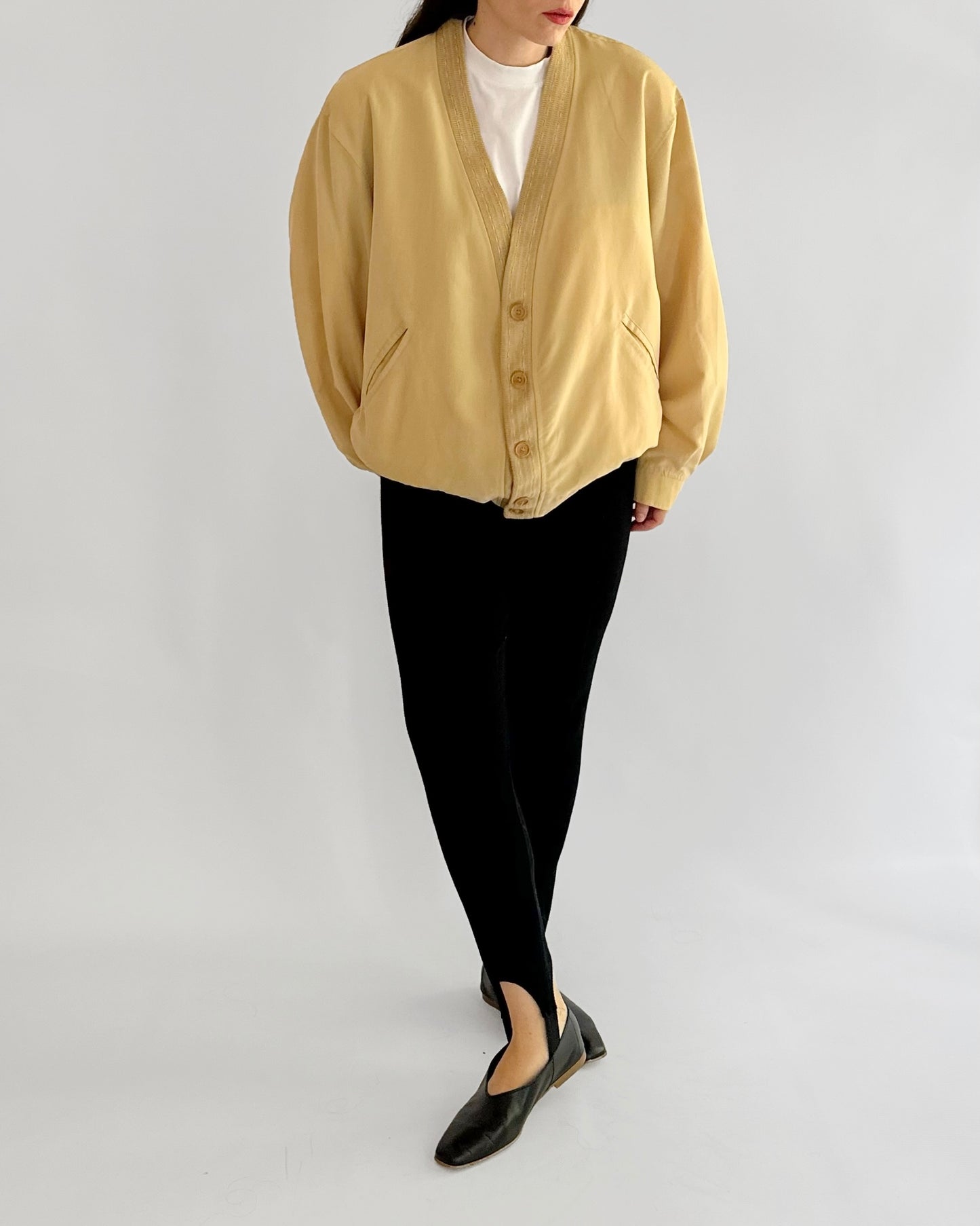80s Beige Bomber Jacket