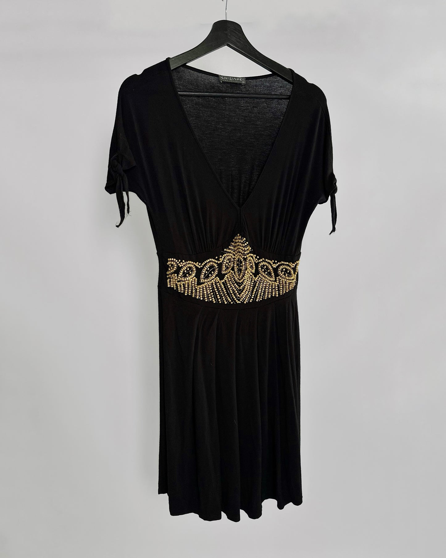 90s Krizia Black Beaded Dress