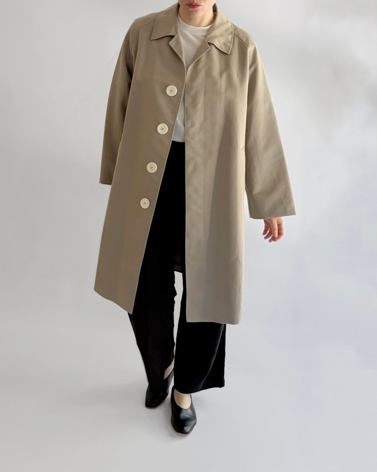 Vintage 1970s Beige Minimal Trench Coat