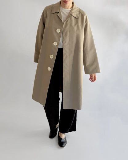 Vintage 1970s Beige Minimal Trench Coat