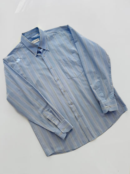 90s Blue Striped Classic Cotton Shirt