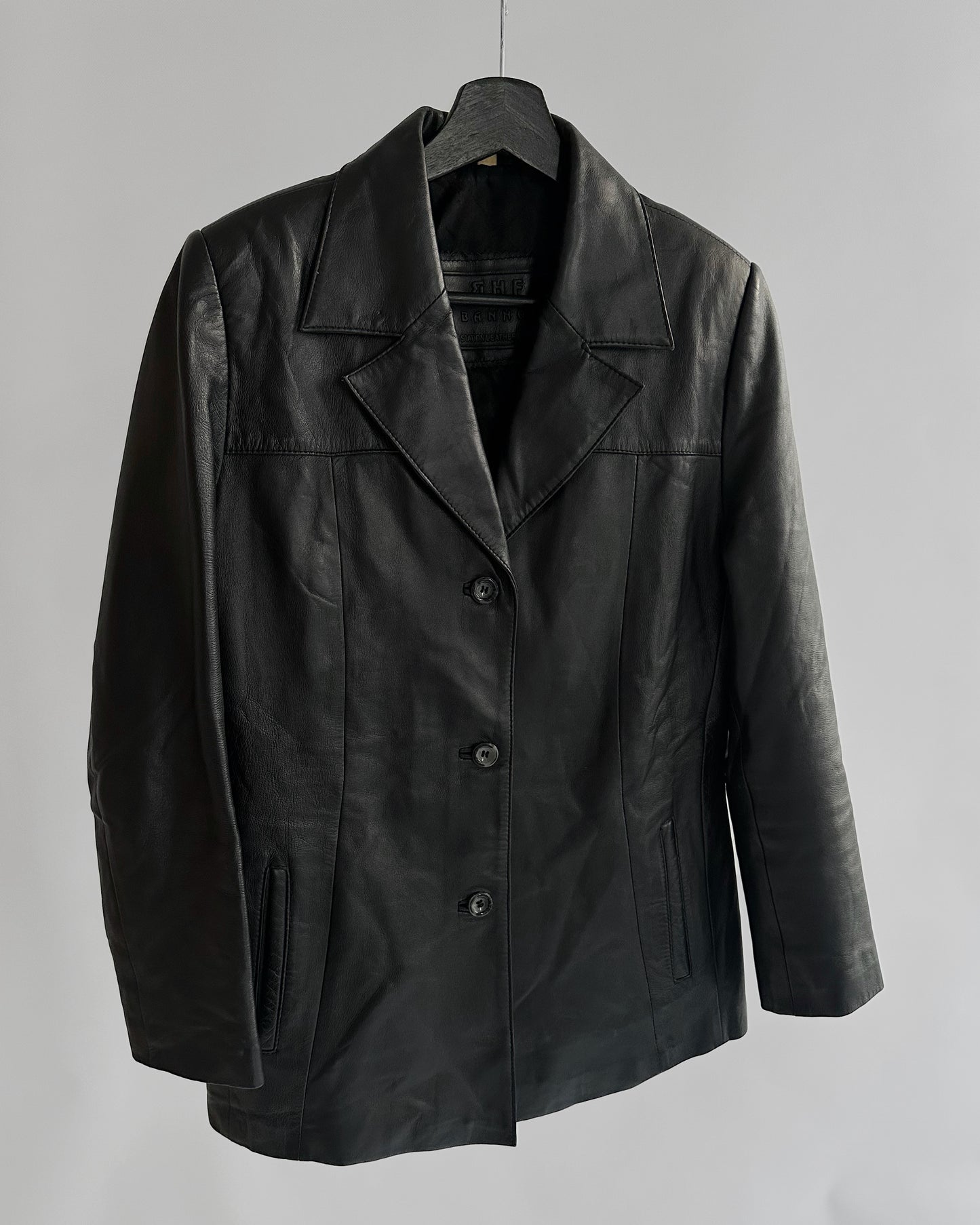 90s Black Leather Blazer