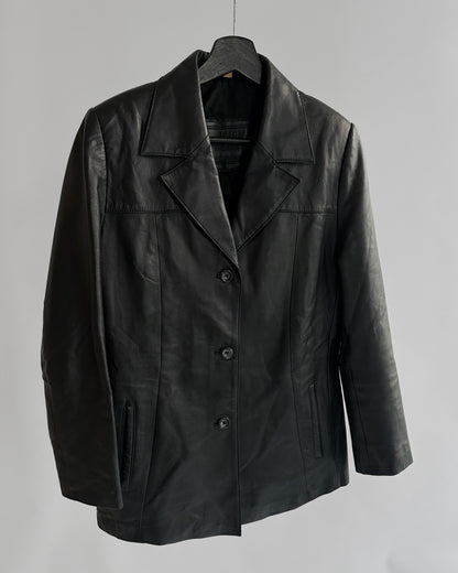 90s Black Leather Blazer