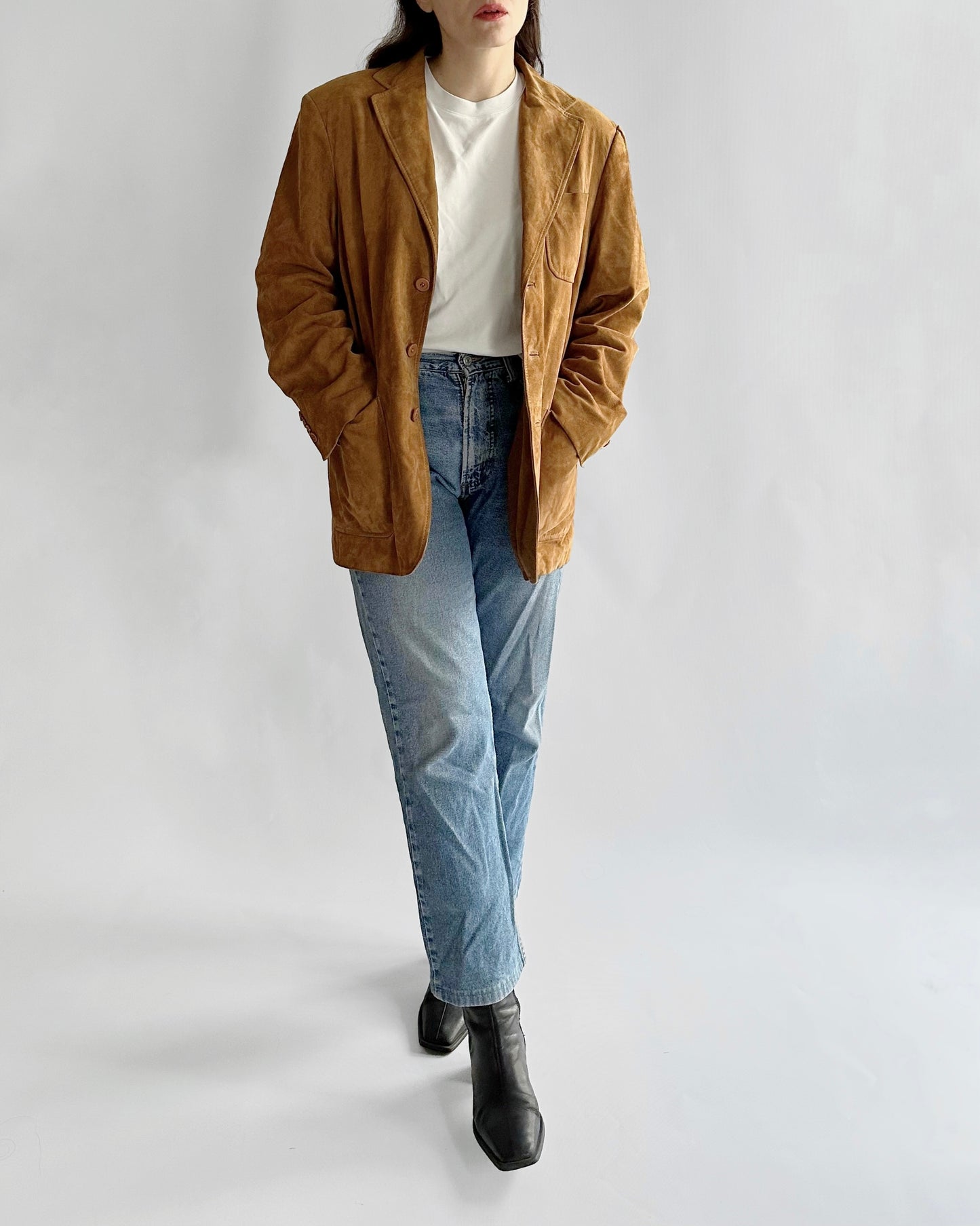 2000s Camel Goatskin Suede Blazer