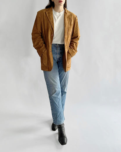 2000s Camel Goatskin Suede Blazer