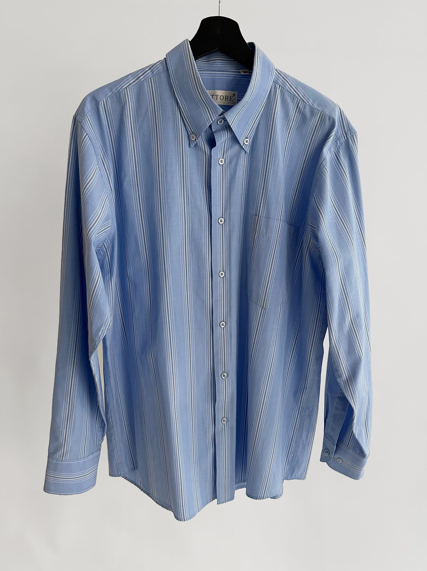 90s Blue Striped Classic Cotton Shirt