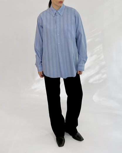 90s Blue Striped Classic Cotton Shirt