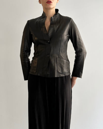90s Black Double Faced Italian Leather Jacket
