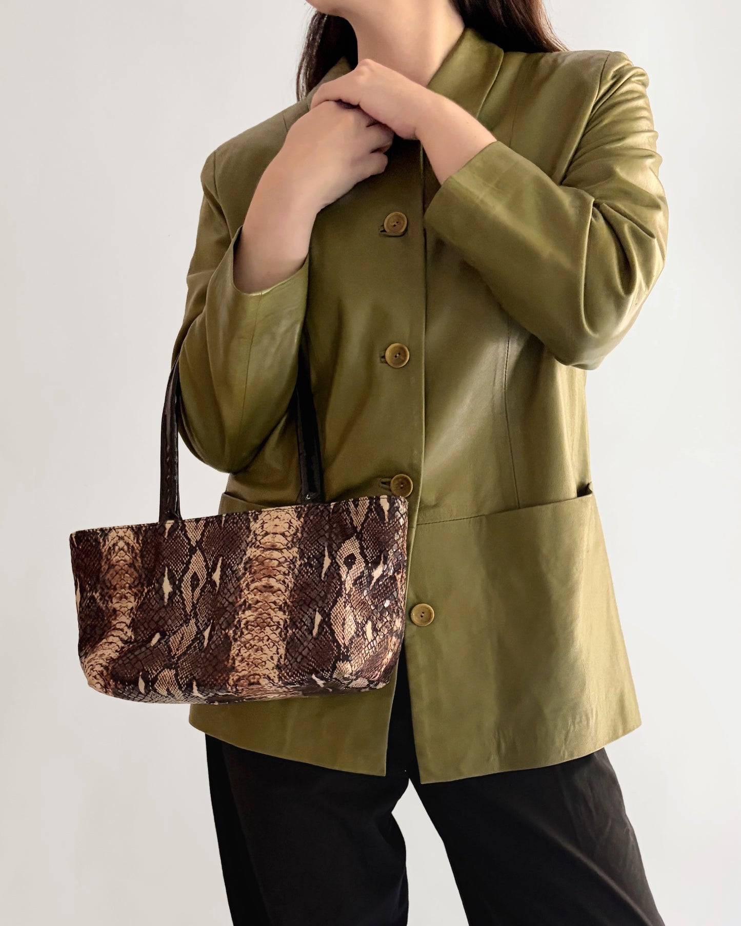 Vintage 1980s Snakeskin-Effect Handbag – Made in Italy