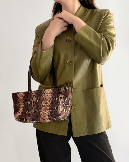 Vintage 1980s Snakeskin-Effect Handbag – Made in Italy