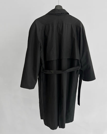90s Black Belted Trench Coat
