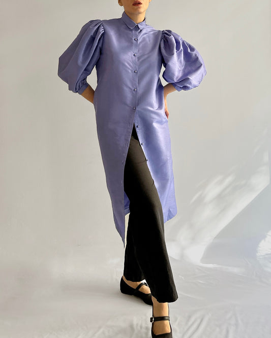 80s Lilac Puff Sleeve Dress