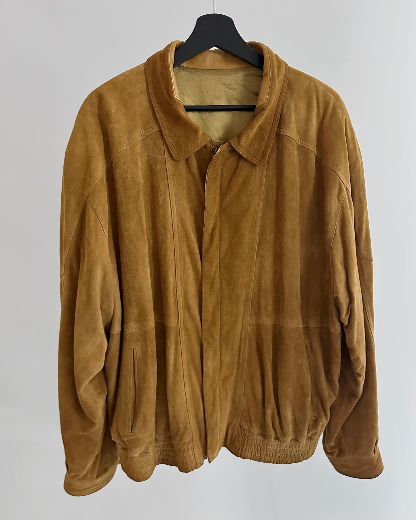 90s Sheepskin Suede Bomber Jacket