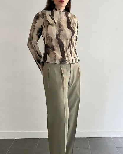 90s Wool Linen Grey Pant Suit