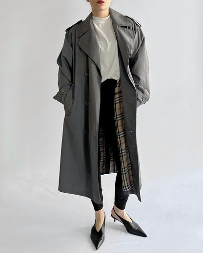 90s Ivy Oxford Grey Trench Coat