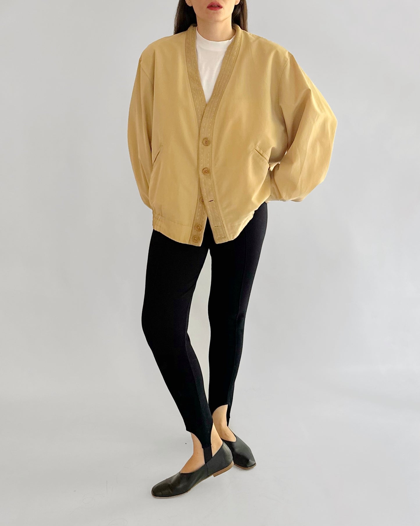 80s Beige Bomber Jacket