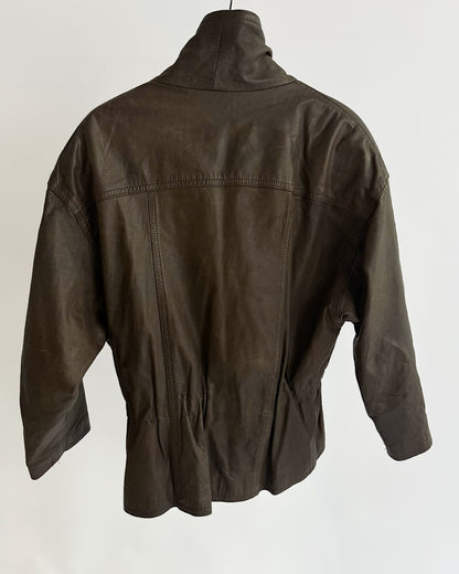 80s Distressed Brown Cowhide Leather Jacket