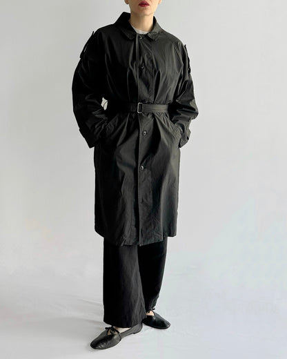 90s Black Cotton Trench Coat