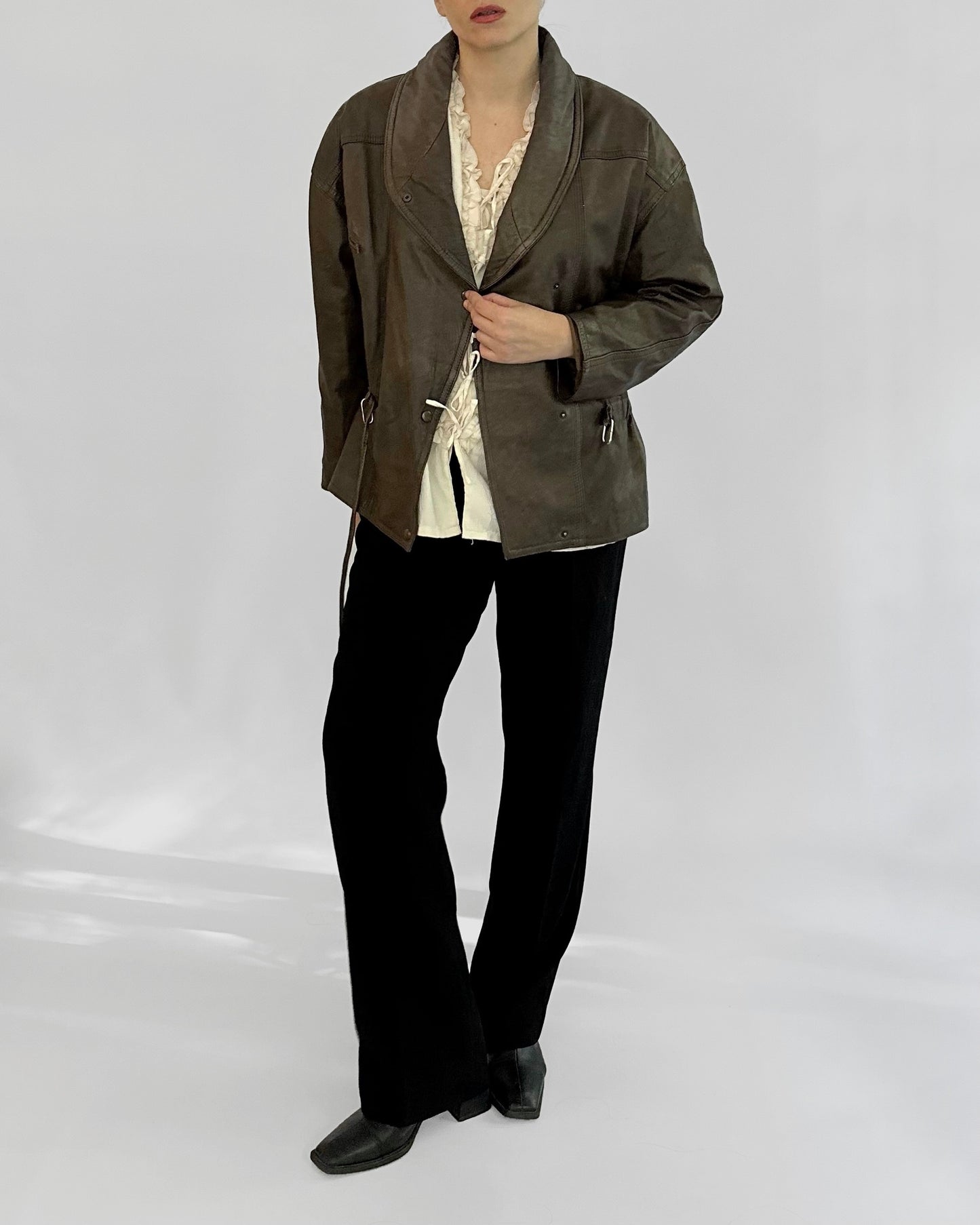 80s Distressed Brown Cowhide Leather Jacket