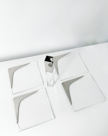 Vintage 1970s Lucite & Stainless Steel Modernist Bar Set