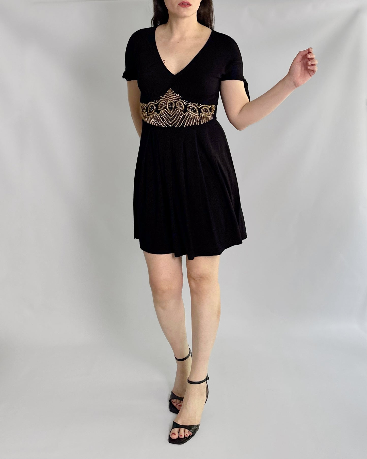 90s Krizia Black Beaded Dress