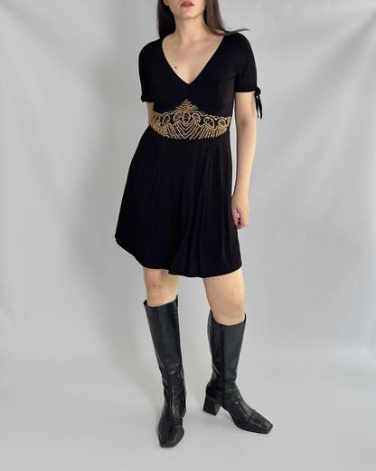 90s Krizia Black Beaded Dress