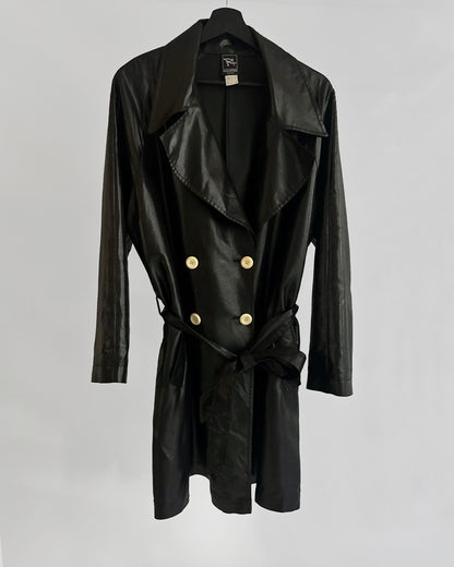 80s Italian Black Double-Breasted Trench Coat – By Paola Antonini