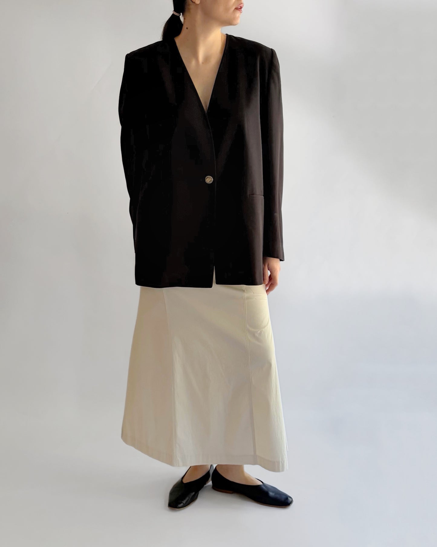 Vintage 1990s Burberry Black Minimal Blazer