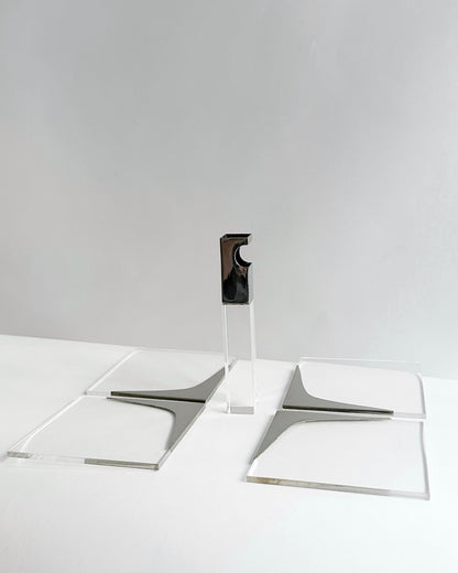 Vintage 1970s Lucite & Stainless Steel Modernist Bar Set