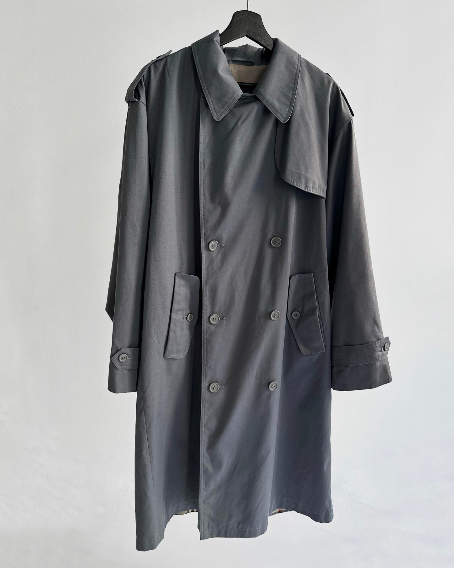 90s Ivy Oxford Grey Trench Coat