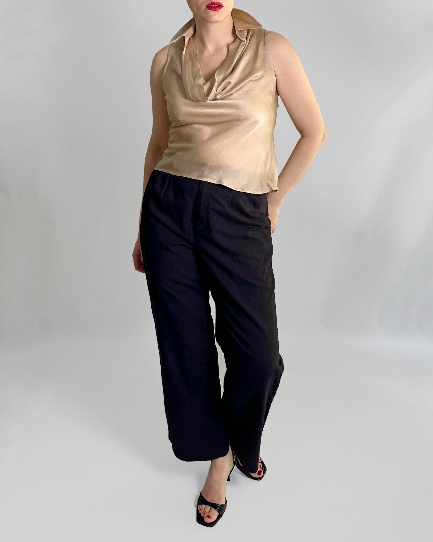 90s Gold Silk Sleeveless Blouse