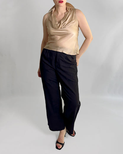 90s Gold Silk Sleeveless Blouse