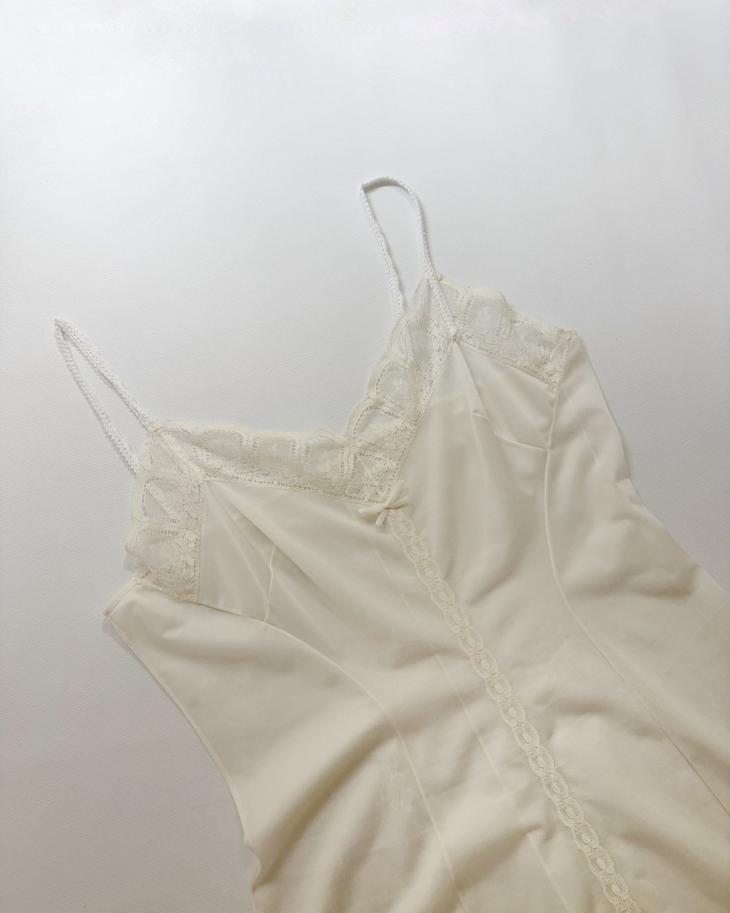 Vintage 1960s Ivory Semi-Sheer Nylon Full Slip Dress
