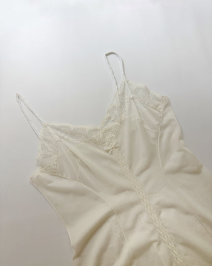 Vintage 1960s Ivory Semi-Sheer Nylon Full Slip Dress