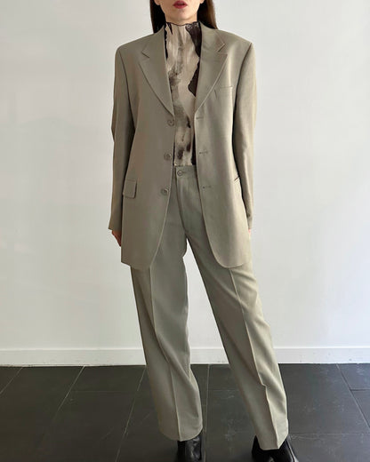 90s Wool Linen Grey Pant Suit