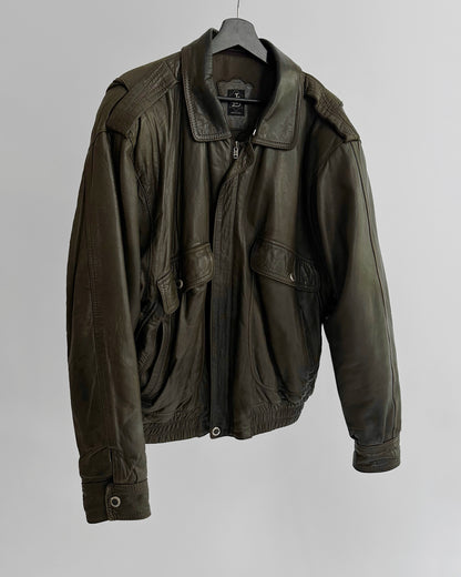 80s Sheepskin Leather Brown Bomber Jacket