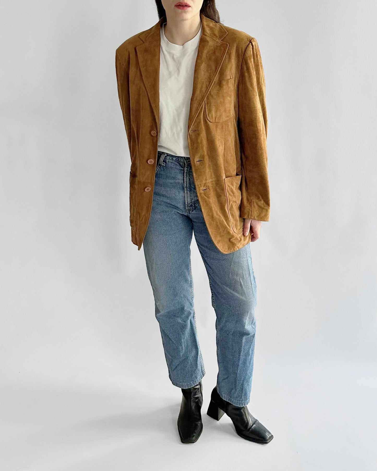 2000s Camel Goatskin Suede Blazer