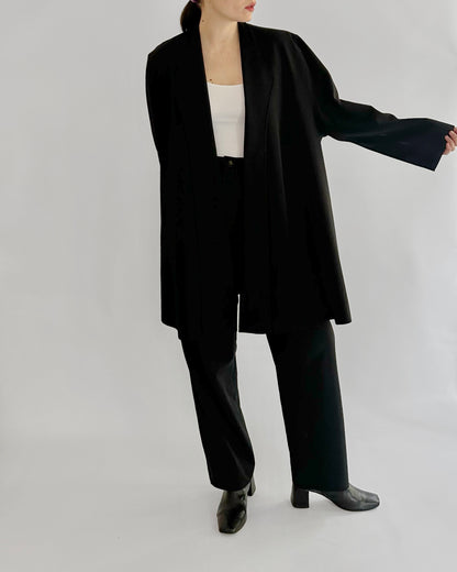 90s Black Virgin Wool Coat