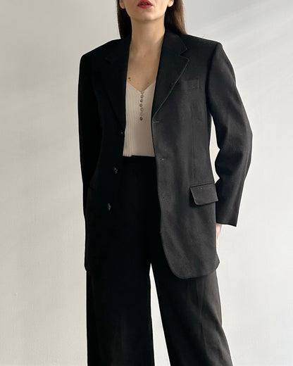 90s Ermenegildo Zegna Wool Cashmere Black Blazer