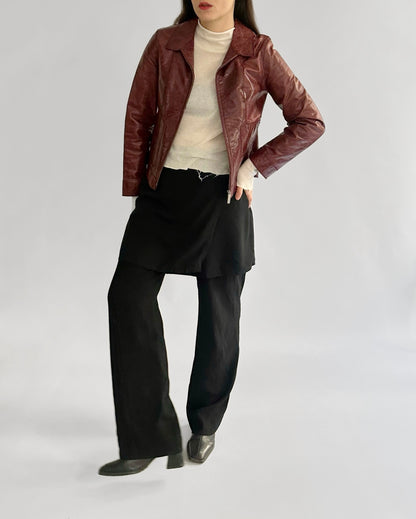 90s Burgundy Goatskin Italian Leather Jacket