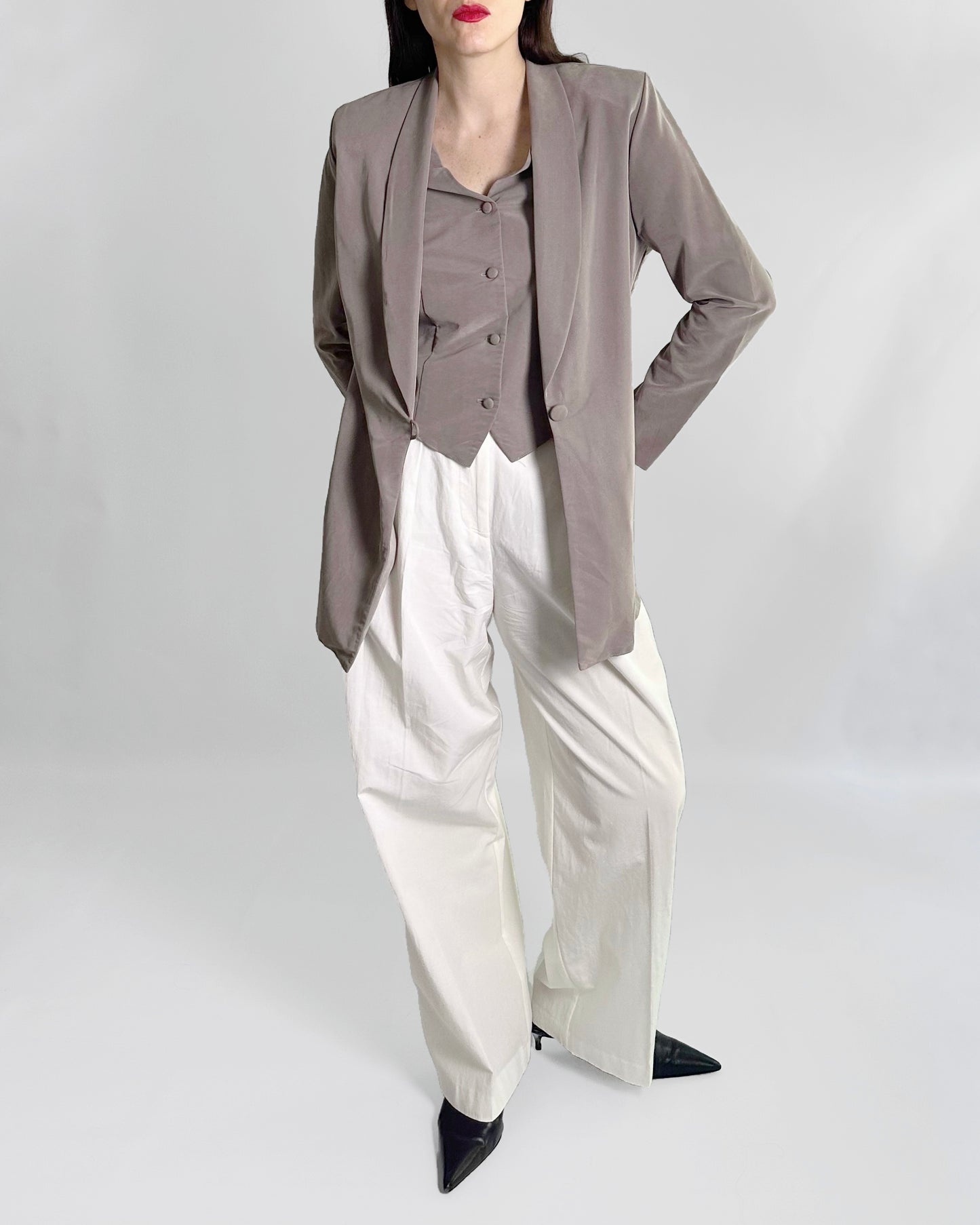 90s Taupe Viscose Blazer